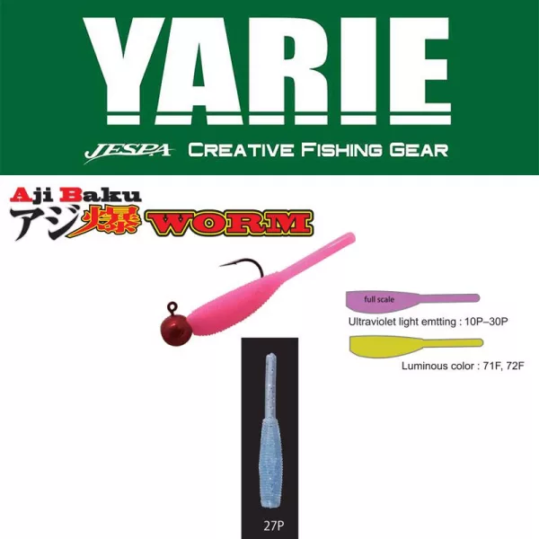 Yarie Ajibaku Worm 690 3cm 27P Ag Blue Momeală artificială din cauciuc 10buc