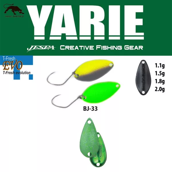 Yarie 710T T-Fresh Evo 2,0gr BJ-33 Teppan Green Lingură Oscilantă