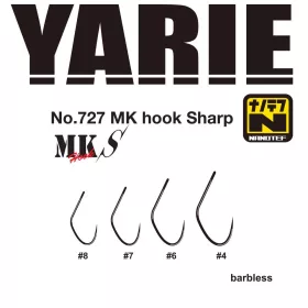   Yarie 727 MK Sharp 08 Barbless Cu ochi, Fără barbă, Cârlig de pește răpitor cu un singur braț 16 buc