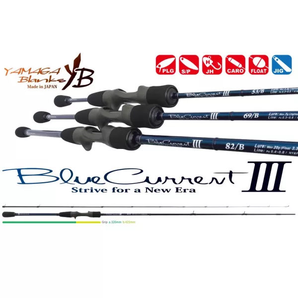Yamaga Blanks Blue Current III 82/B Baitcast 2,49m 2-20gr Lansetă de Spinning din 2 Bucăți