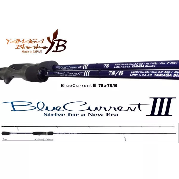 Yamaga Blanks Blue Current III 78 2,42m 2-15gr Lansetă de Spinning din 2 Bucăți