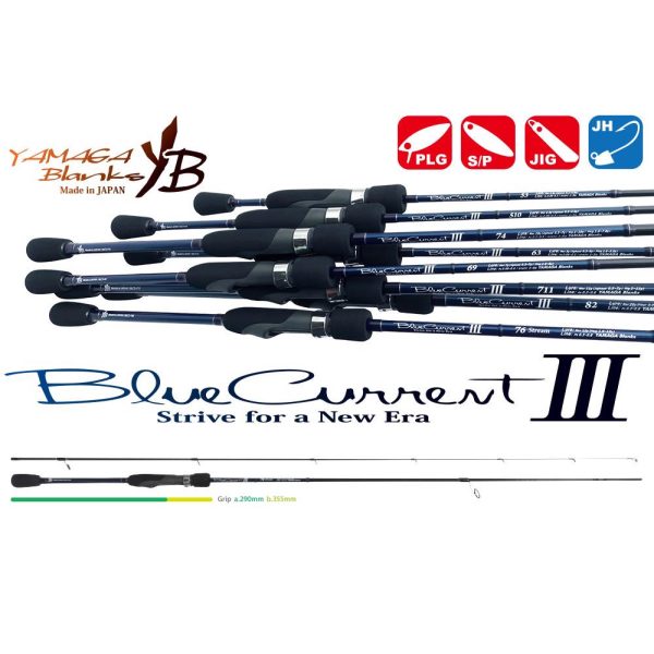 Yamaga Blanks Blue Current III 76Stream 2,29m 1,6-12gr Lansetă de Spinning din 2 Bucăți