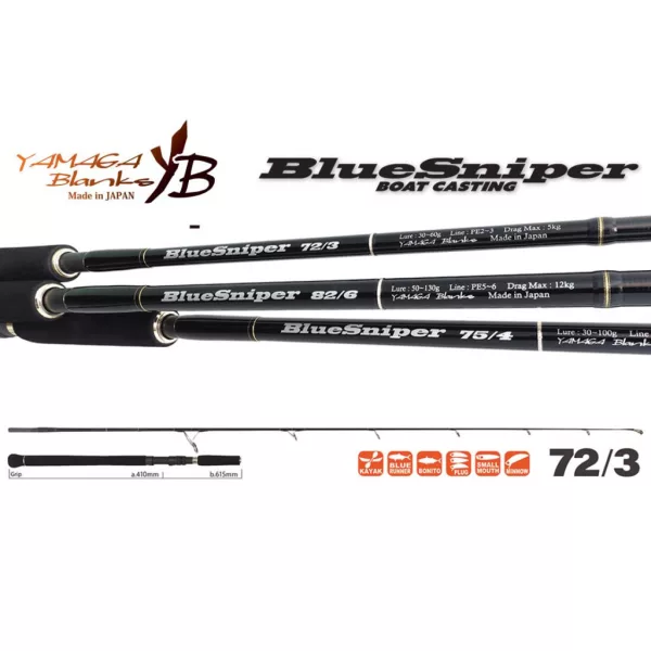 Yamaga Blanks Blue Sniper 72/3 2,21m 30-60gr Lansetă de Spinning din 2 Bucăți